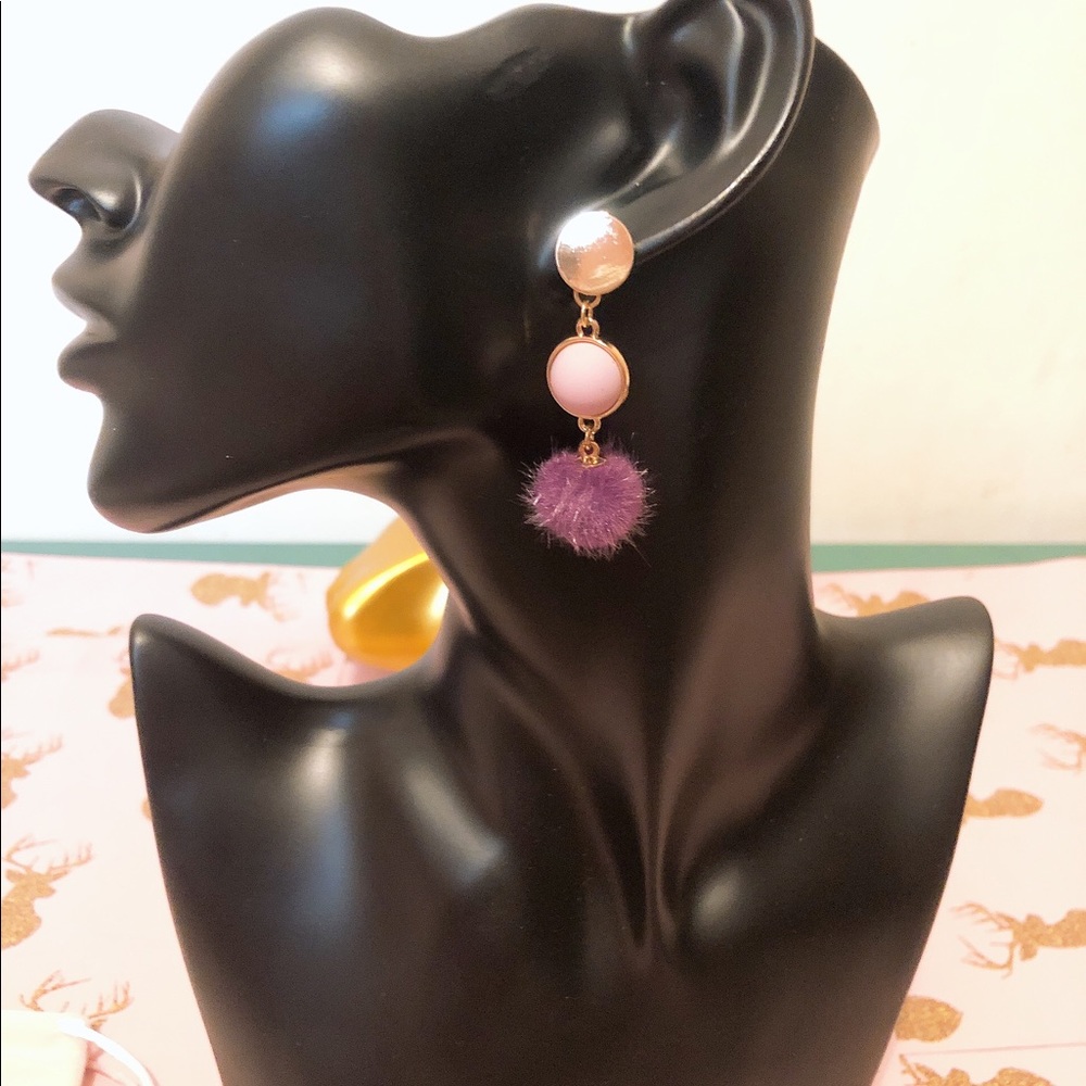 2020 fluffy ball purple classy boutique earrings